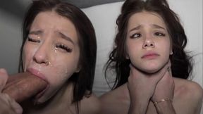 Petite submissive girl Sophie Weber gets a face full of cum