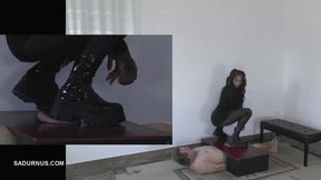 Mistress Cleo's long stomping for the slave's ruined orgasm Picture in Picture wmv