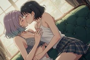 AI Generated Cartoon content, Uncensored video of 18 Year old Anime Girl, Kissing Orgasm of Mature Women