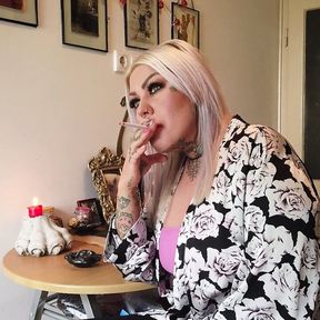 Smoking compilation 1 - Tattooed blonde MILF smokes