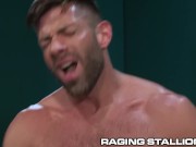 RagingStallion Hairy Hunks 3Way Anal Sandwich