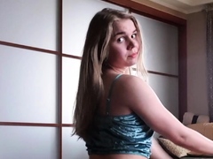 Blonde teen amateur teasing solo