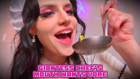 Giantess Chef's Mouth Wants Vore