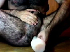 Hairy guy and his dildo