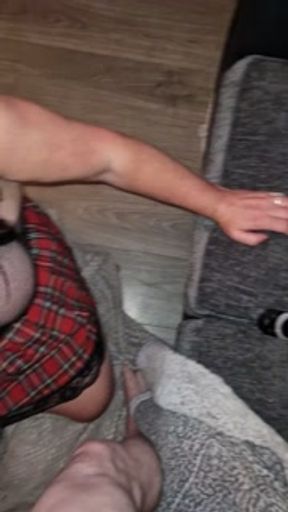 SCOTTISH MILF DEEP THROATS &amp; GAGS ON BIG DICK