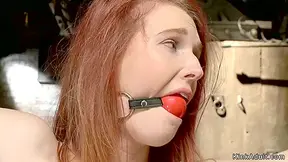 Gagged Redhead On Hogtie Is Suspended