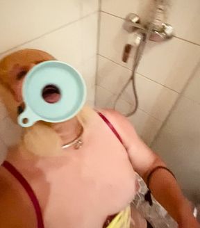 SissyWhoreJana gets pee through funnel