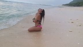 stand up piss and ass fingering on public beach