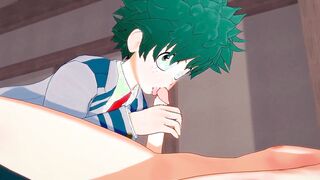 My Hero Academia Yaoi - Deku & Shouto tugging off & fellating wood