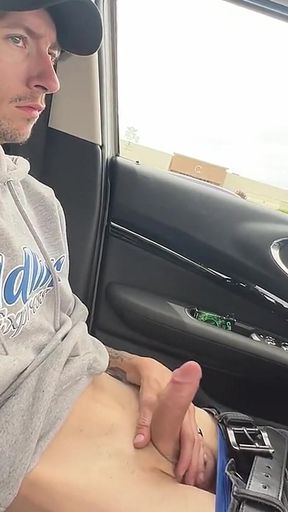 Stroking dick before work