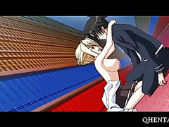 Blonde hentai girl fucked on the library floor