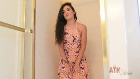 Pretty brunette pissing in the shower