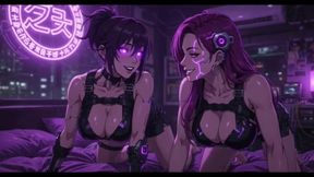 Cyberpunk Fun Girls in Their Room, Ai Animation