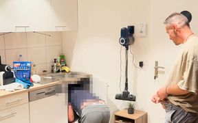 Flashing the Curious Repair Guy and Sucking Him Until He Cums in My Mouth
