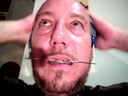 Dildo session, in my ass and in my mouth, with braces headgears and many mouthgag