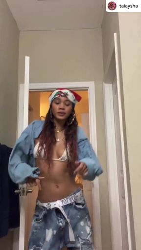 Rapper in denim shorts