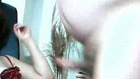Brunette wife in carnival mask gives me some head on camera