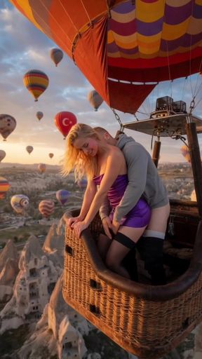 Amateur couple in a professional setting enjoy AI-generated