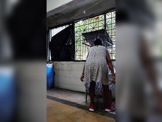 Granny gets sexy during the time that doing laundry