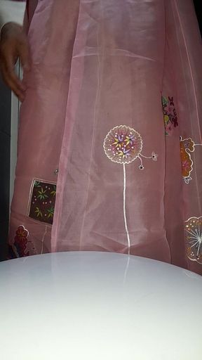 Crossdresser Cum Wearing Hanbok Korean Traditional Dress