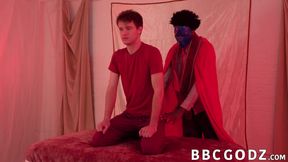 Masked inked stud interracial bareback ends with creampie