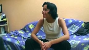 Skinny Brunette Stretched Wide by Thick Cock Creampie