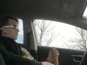 Sacha Huge jerking off in his car