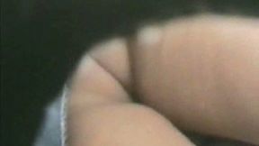 Upskirt amateur video of a plumpy babe without panties