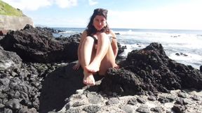 Foot Fatish on the Beach From Sexy Teen in Swimsuit