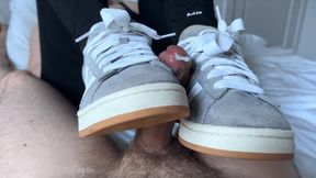 Cum over the Adidas Campus sneakers of a yoga girl - Shoejob and cum 1080p