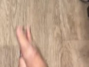 Nash Freer lotions up his feet
