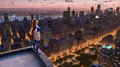 Supersexy Superheroine BLUE-CAT 3D Animation (**ai-created**)