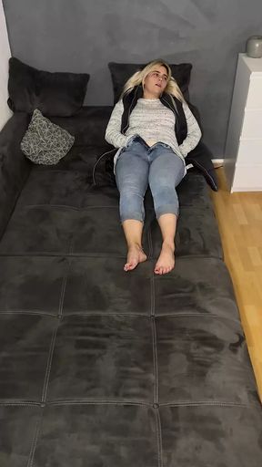 masturbating on the couch sexy jeans trembling twitching moaning multiple orgasms clit rubbing wet pussy i cum