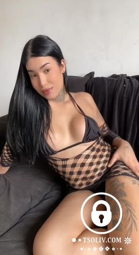 latina trans girl masturbating her big girl cock