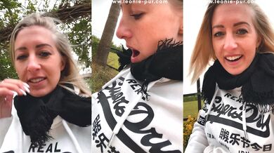 Blonde German girl fingered herself in public park till she came