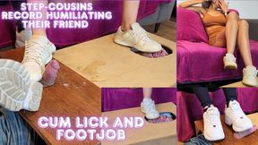Lytta and Mia - Shoejob and Cum Lick - Step-cousins Humiliating their friend on camera making him licking their dirty feet cum and lick his own cum after shoejob - FOOT WORSHIP - FOOTJOB - SHOEJOB - FEMALE DOMINATION - DOMINATION FEMDOM 29