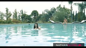 horny brunette heather hart seduces pool boy johnny castle