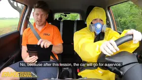 Sex Driving School, Lexi Dona Takes Off her Hazmat Suit