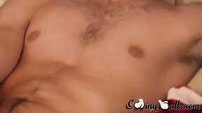 Beautiful jock massage his testicles & wanking off big cock
