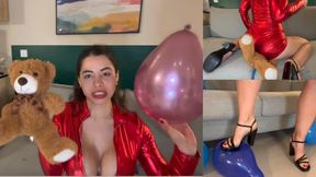CRUEL Birthday Humiliation: Teddy Bear Gets Sit CRUSH, Balloon Pop & SPIT - 4k