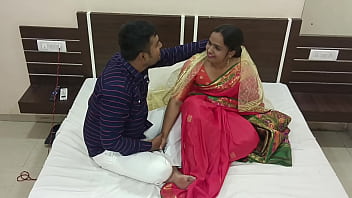 Married Indian Couple Celebrating Anniversary Wife Wearing Wedding Sari And Having Sex