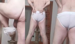TRANSPARENT WHITE BRIEFS WITH JOCKSTRAP