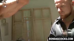 Handsome hunk jerked off by naughty jock dom