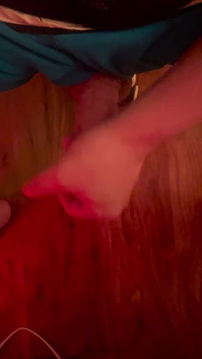 Solo masturbation at the desk