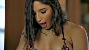 Brunette bombshell indulges in some solo fun and anal play