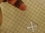 Hung 17cm DomTop Cumming Hard in Public Shower After 1 Hour of Edging - HUGE Cumshot