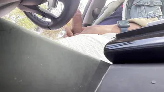 Twink caught jerking in van gets blowjob from married stranger