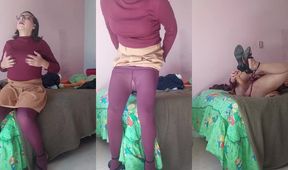 Slutty trap girl gushing on dildos while locked in chastity