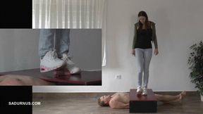 Mistress Cassy tramples while slave orgasms! picture in picture wmv