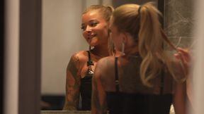 Marie bangs herself in beautiful Italian in front of her husband in a hotel room in Cannes.